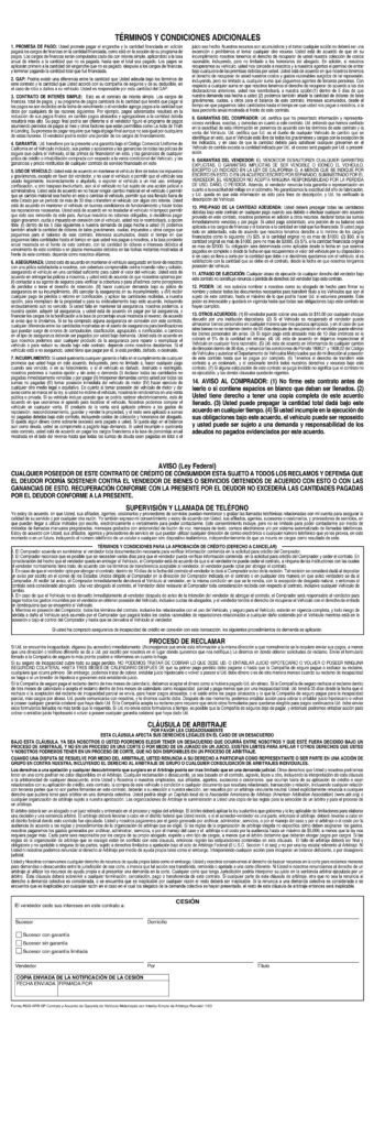 Simple Interest Motor Vehicle Contract With Arbitration