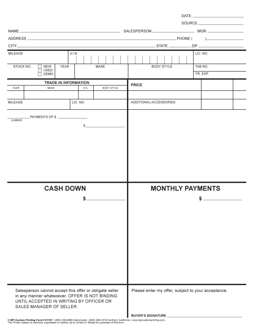 Four Square Form (Customer Proposal)