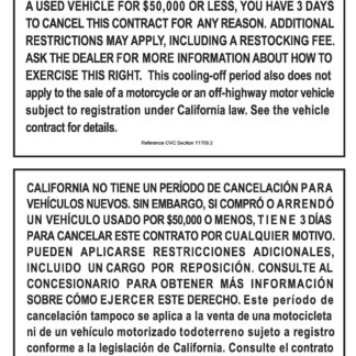 3 Day Right To Cancel Sign