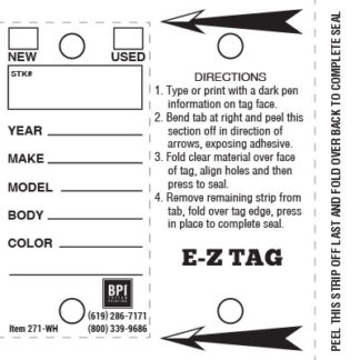 Self Laminating Key Tags for Car Dealers and Service Centers