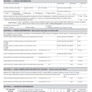 CA DMV Application for Title or Registration