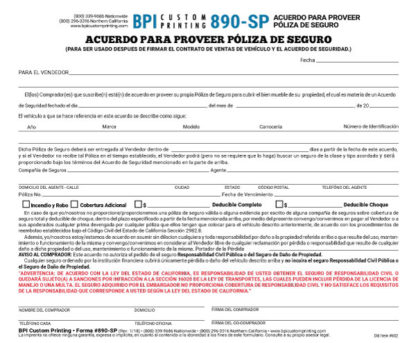 00890-SP-Agreement-to-Furnish-Insurance-Spanish