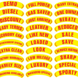 Red & Yellow Arch Slogan Stickers