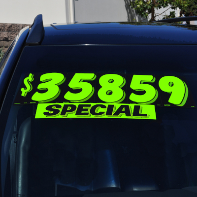 14.5 Inch Red & Yellow Adhesive Windshield Slogan Car Dealer Sticker S'S