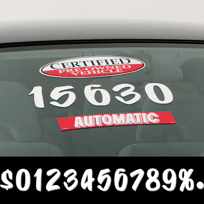 White Number Windshield Sticers