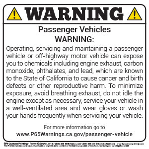 Prop 65 Passenger Vehicle Stickers