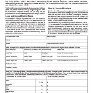 Colorado Standard-Sales-Tax-Receipt for car sales