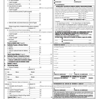 Simple Interest Motor Vehicle Contract in Spanish