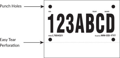 Single Perferated Temporary License Plate Paper
