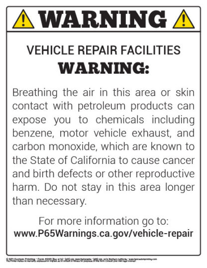 00205-Prop-65-Vehicle-Repair-Facilities-Warning-Sign