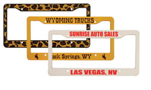 Three Custom Screen Printed License Plate Frames