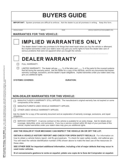 Implied Warranty Buyers Guide